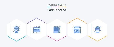 Back To School 25 Blue icon pack including pen. lunch. book pencil. learning. drink vector