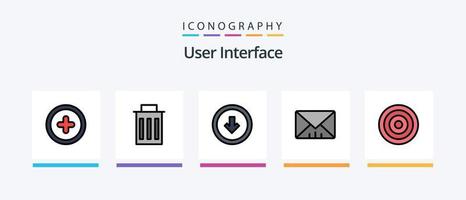 paquete de 5 iconos llenos de línea de interfaz de usuario que incluye ui. hashtag. botón. objetivo. apuntar. diseño de iconos creativos vector