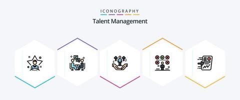 Talent Management 25 FilledLine icon pack including man. checklist. communication. arrow. man vector