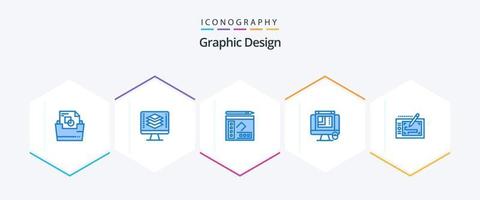 Graphic Design 25 Blue icon pack including mobile. web layout. book. web graphics. css design vector