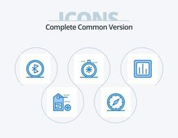 diseño de icono de paquete de icono azul de versión común completa 5. analítica. navegación. Bluetooth. dirección. inalámbrico vector