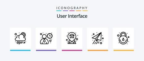 paquete de iconos de la línea 5 de la interfaz de usuario que incluye . almacenamiento. usuario. carpeta. usuario. diseño de iconos creativos vector