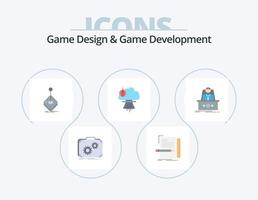 diseño de juegos y desarrollo de juegos paquete de iconos planos 5 diseño de iconos. nuclear. bomba. programación. palo. juego de azar vector