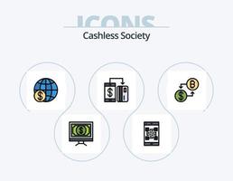 Cashless Society Line Filled Icon Pack 5 Icon Design. cashless. banking. credit. technology. cyber vector