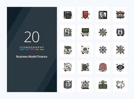 20 icono lleno de línea financiera para presentación vector