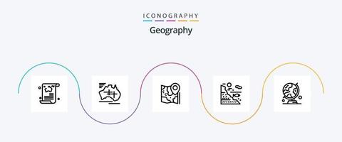 paquete de iconos de la línea 5 de geografía que incluye peces. bajo. viajar. destino. ubicación vector