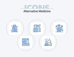 paquete de iconos azul de medicina alternativa 5 diseño de iconos. agujas chino. piedras acupuntura. médico vector
