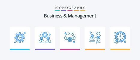 Business And Management Blue 5 Icon Pack Including meeting. business. cloud. candidate. career. Creative Icons Design vector