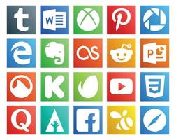 20 Social Media Icon Pack Including question css reddit video envato vector