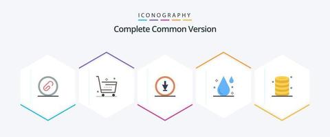 Complete Common Version 25 Flat icon pack including drop. blood. shop. pointer. down vector