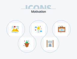 paquete de iconos planos de motivación 5 diseño de iconos. . salud. montaña. bolsa. éxito vector