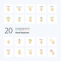 20 Hand Gestures Flat Color icon Pack like left four down finger interface vector