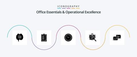 Office Essentials And Operational Exellence Glyph 5 Icon Pack Including bubble. e shopping. time. online search. box vector