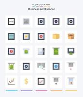 finanzas creativas 25 paquete de iconos planos como producto. caja. producto. producto. caja vector