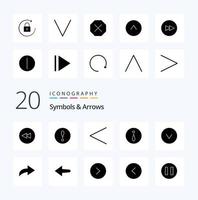 20 Symbols  Arrows Solid Glyph icon Pack like arrow arrow previous down arrow vector