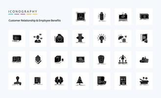 25 Customer Relationship And Employee Benefits Solid Glyph icon pack vector