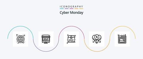 Cyber Monday Line 5 Icon Pack Including cyber. party. package. offer. balloon vector