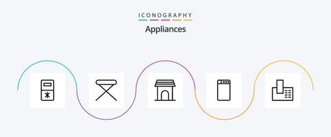 Appliances Line 5 Icon Pack Including home. appliances. apartment. washing. household vector