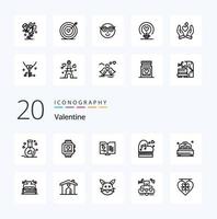 20 Valentine Line icon Pack like love love handwatch day valentine vector