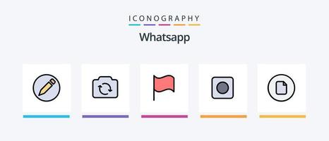 La línea de whatsapp llenó el paquete de 5 iconos, incluida la ubicación. básico. obrero. ui flecha. diseño de iconos creativos vector
