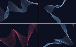 Set of 4 geometric wave pattern backgrounds for your projects vector