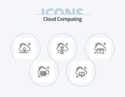 paquete de iconos de línea de computación en la nube 5 diseño de iconos. correo. datos. llamar. nube. analítica vector