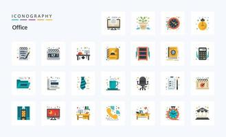 25 Office Flat color icon pack vector