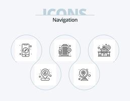 paquete de iconos de línea de navegación 5 diseño de iconos. dirección. mapa. ubicación. ubicación. mundo vector