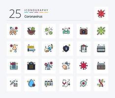 Coronavirus 25 Line Filled icon pack including emergency. tissue paper. bacterium. napkin. viruses vector