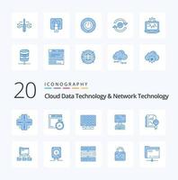 20 Cloud Data Technology And Network Technology Blue Color icon Pack like file monitor computing keyboard  server vector