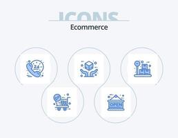 Ecommerce Blue Icon Pack 5 Icon Design. weight. box. call. package. hand vector