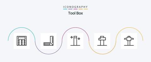 paquete de iconos de la línea 5 de herramientas que incluye . mago. minero vector