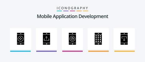 Mobile Application Development Glyph 5 Icon Pack Including data. password. application. mobile application. application. Creative Icons Design vector