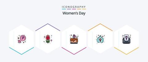 paquete de iconos de línea completa del día de la mujer 25 que incluye el día de la mujer. mujer. día. perfume. regalo vector