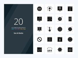 20 Seo  Media Solid Glyph icon for presentation vector