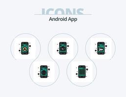 Android App Line Filled Icon Pack 5 Icon Design. sign. data. information. bluetooth. phone vector