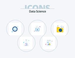 paquete de iconos planos de ciencia de datos 5 diseño de iconos. datos. estante. cuadro. proteccion. vista de ojo vector