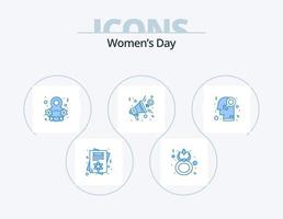 Womens Day Blue Icon Pack 5 Icon Design. presentation. feminism. women. feedback. female vector