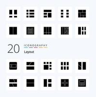 20 Layout Solid Glyph icon Pack like view screen interface layout image vector