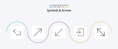 Paquete de 5 iconos planos de símbolos y flechas que incluye. escala. abajo. esquina. aporte vector