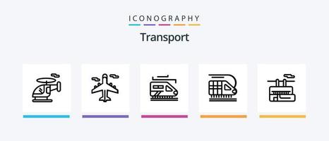 paquete de iconos de la línea de transporte 5 que incluye. transporte. transporte. motor. diseño de iconos creativos vector