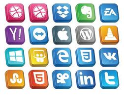 20 Social Media Icon Pack Including edge windows teamviewer player vlc vector