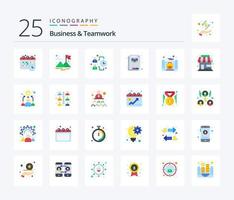 Business And Teamwork 25 Flat Color icon pack including concept. business. effectiveness. workforce. sheet vector