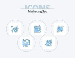 Marketing Seo Blue Icon Pack 5 Icon Design. badge. website. accessibility. settings. disability vector