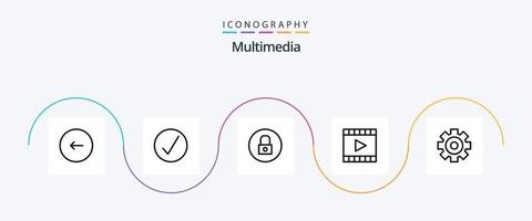 paquete de iconos de línea multimedia 5 que incluye video p. multimedia. multimedia. medios pág. multimedia vector
