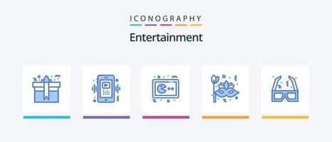 Entertainment Blue 5 Icon Pack Including carnival. mask. player. console. gaming. Creative Icons Design vector