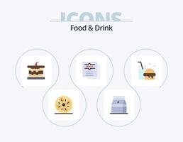 Food And Drink Flat Icon Pack 5 Icon Design. food. cafe. juice. cake vector