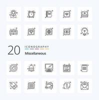 20 Miscellaneous Line icon Pack like diary computer web coding vector