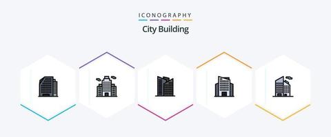 City Building 25 FilledLine icon pack including . skyscraper. vector