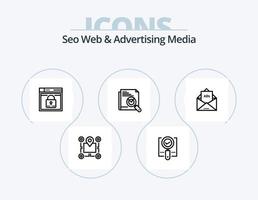 seo web y publicidad línea de medios icono paquete 5 diseño de iconos. direcciones. mapa. velocidad. voz. altoparlante vector